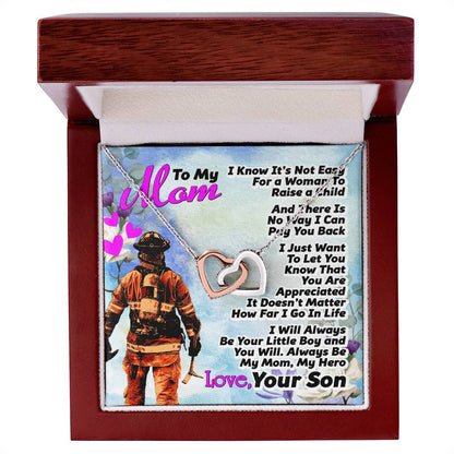 Firefighter'S Mom - Interlocking Heart Necklace Interlocking Hearts Necklace