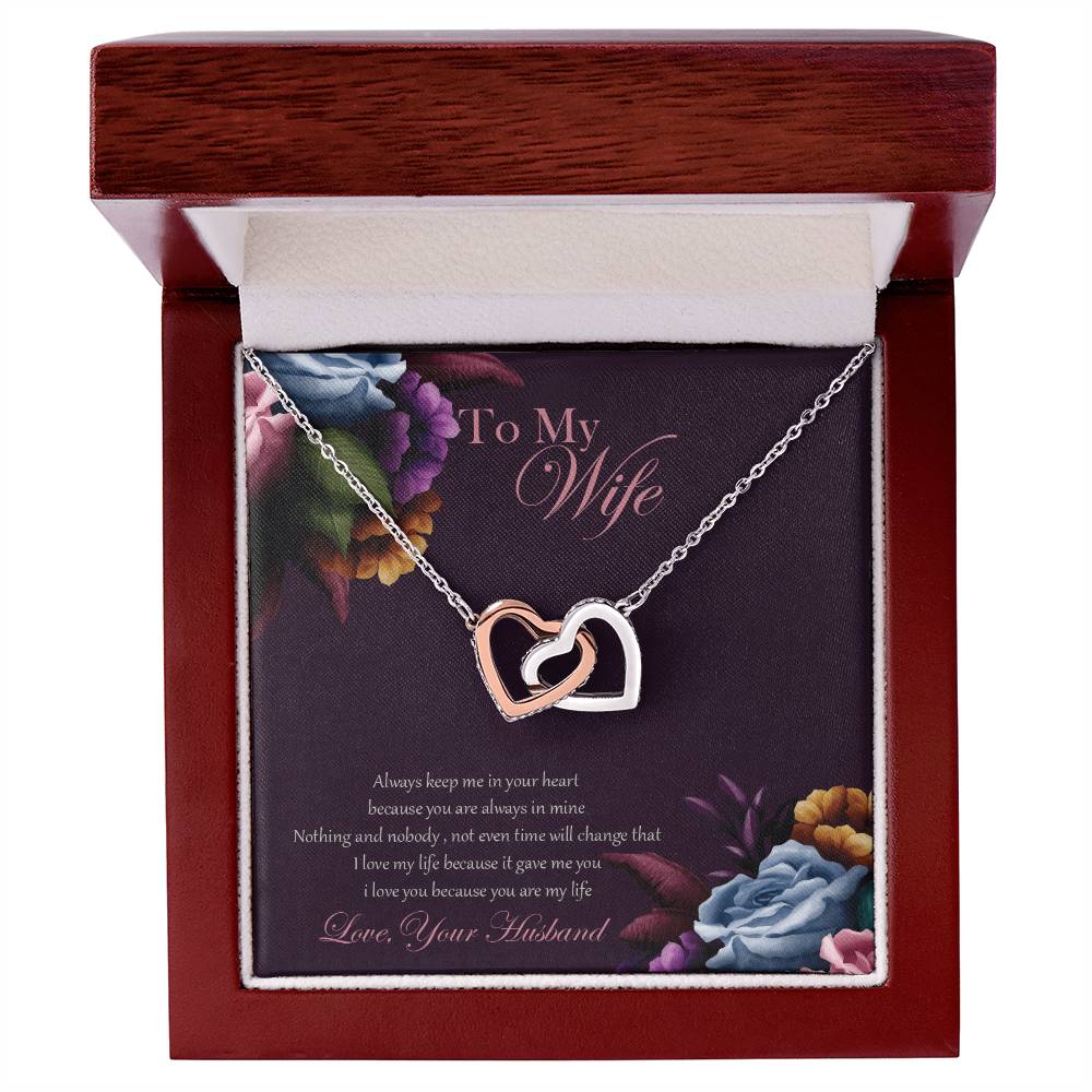 To My Wife Necklace Gift Set Interlocking Hearts Necklace