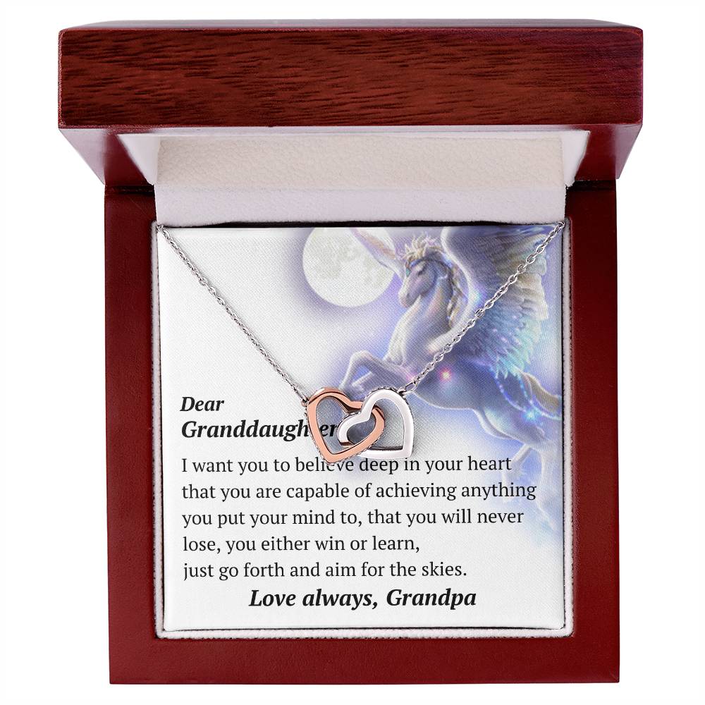 Dear Granddaughter Pegasus Necklace Interlocking Hearts Necklace