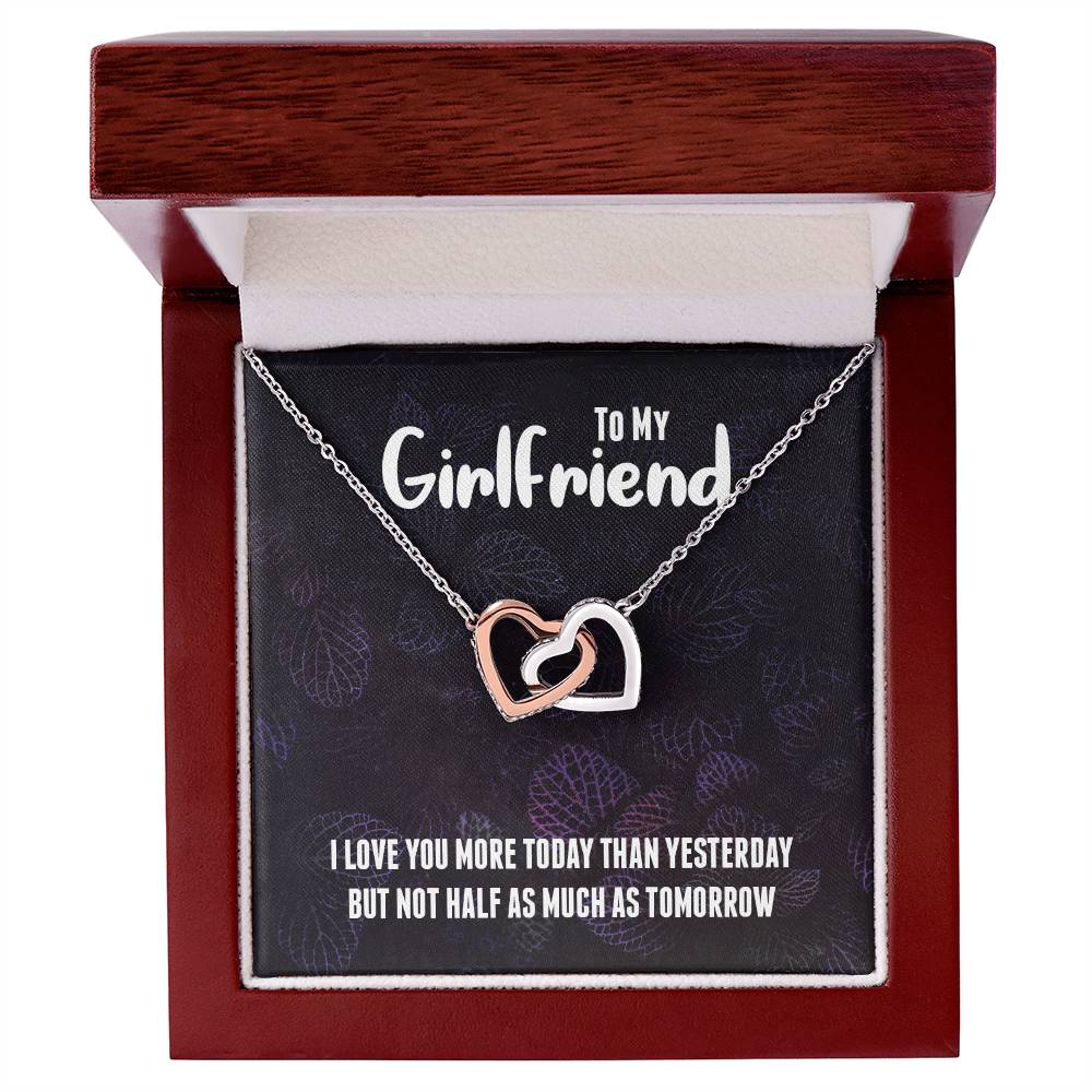 Beautiful Girlfriend Necklace Gift - I Love You Interlocking Hearts Necklace