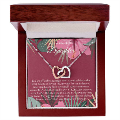 Gift For 13 Year Old Girl Gifts 13Th Birthday Girl 13Th Birthday Gift Thirteenth Birthday Necklace Teen Birthday Gift Official Teenager Interlocking Hearts Necklace