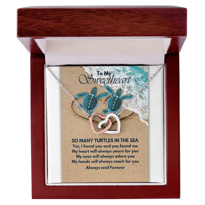 Turtle Love Interlocking Hearts Necklace