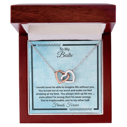 Bestie I Can'T Imagine Life Without You Necklace Interlocking Hearts Necklace