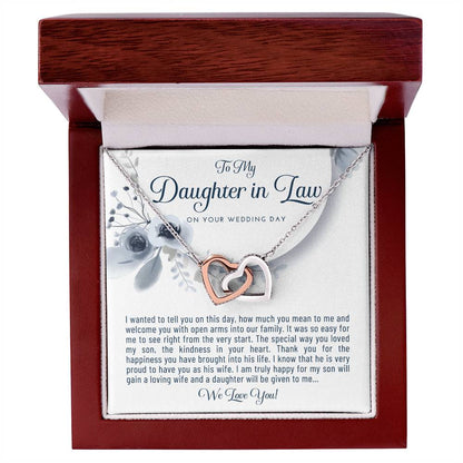 Daughter In Law Gift From Mother In Law Bride Gift From Mother Of The Groom Wedding Day Gift Bride Necklace Gift Welcome Jewelry Gift Interlocking Hearts Necklace