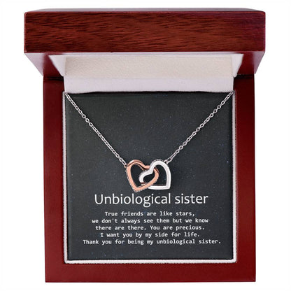 Unbiological Sister Necklace Soul Sister Sorority Sister Sister In Law Necklace Interlocking Hearts Necklace