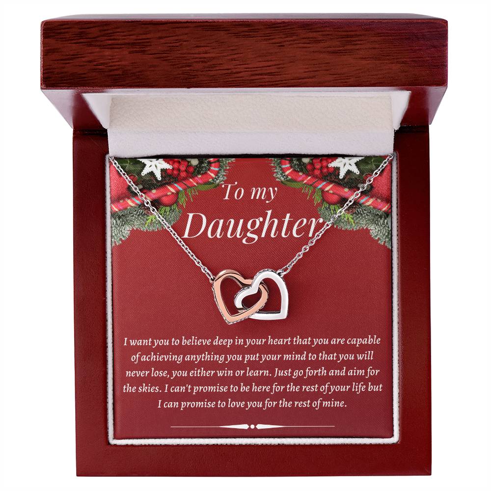 Christmas Gift To Daughter - I Can'T Promise To Be Here For The Rest Of Your Life But I Can Promise To Love You For The Rest Of Mine Interlocking Hearts Necklace