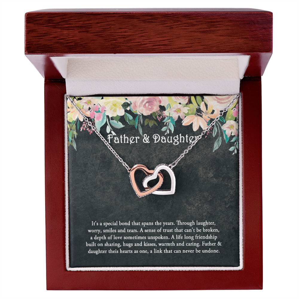 Father And Daughter Necklace Daughter Gift Father'S Day Gift Interlocking Hearts Necklace