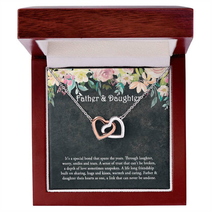 Father And Daughter Necklace Daughter Gift Father'S Day Gift Interlocking Hearts Necklace