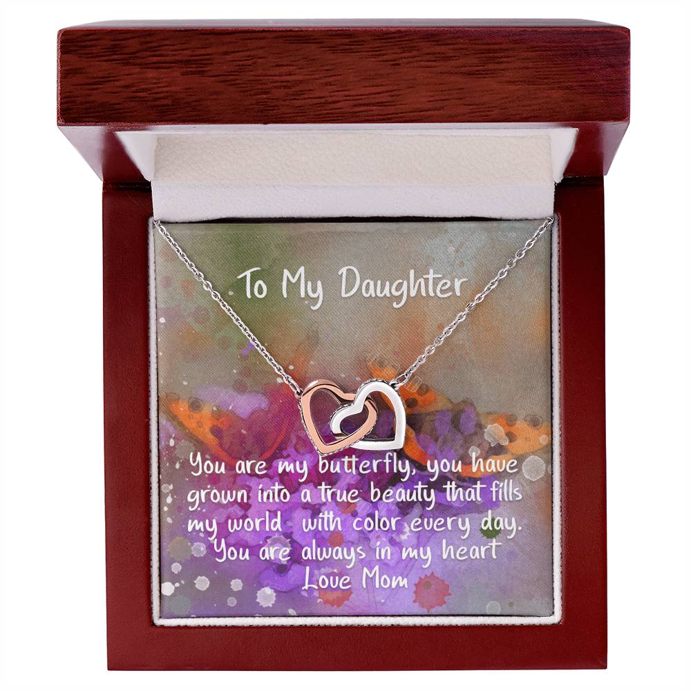 Daughter Butterfly - Hearts Necklace Interlocking Hearts Necklace