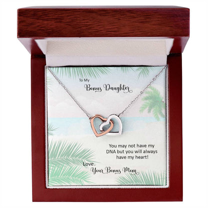 Bonus Daughter From Bonus Mom No Dna But You Have My Heart Interlocking Hearts Necklace