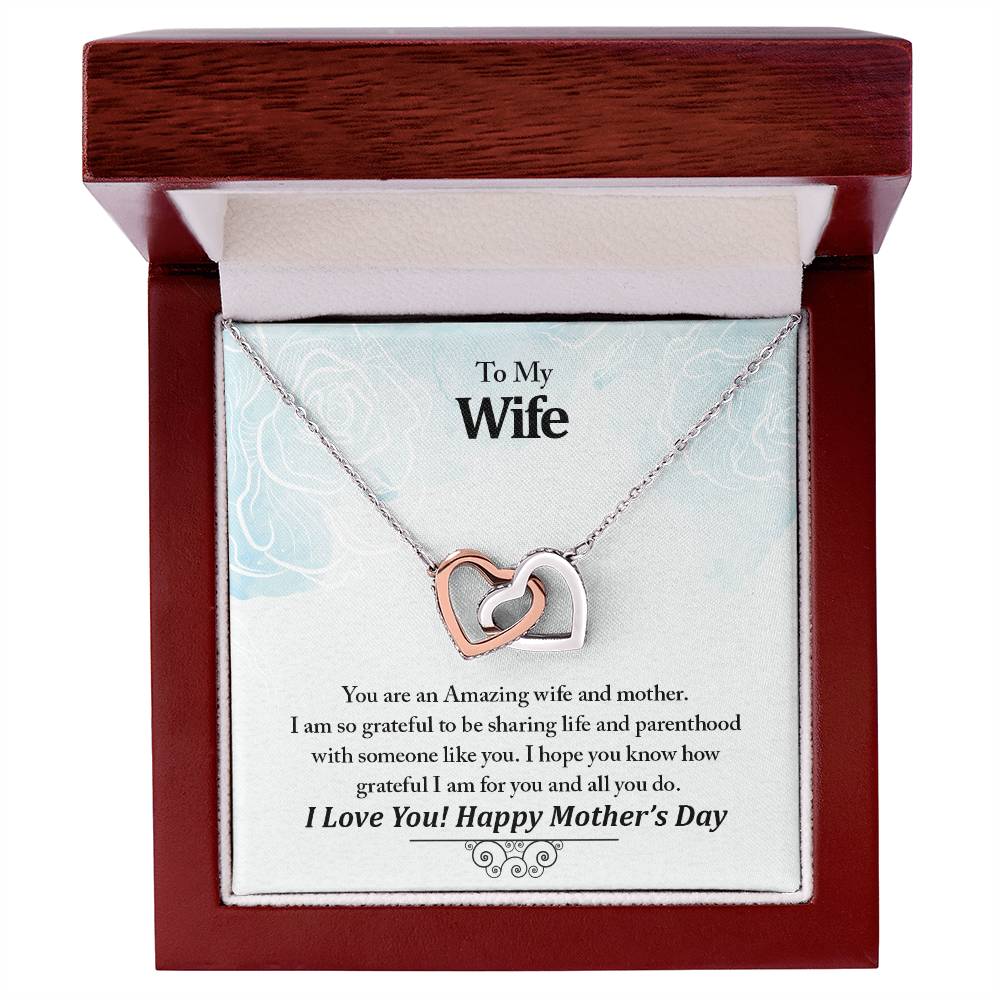 To My Wife Your An Amazing Wife And Mother Never-Ending Love Necklace Interlocking Hearts Necklace