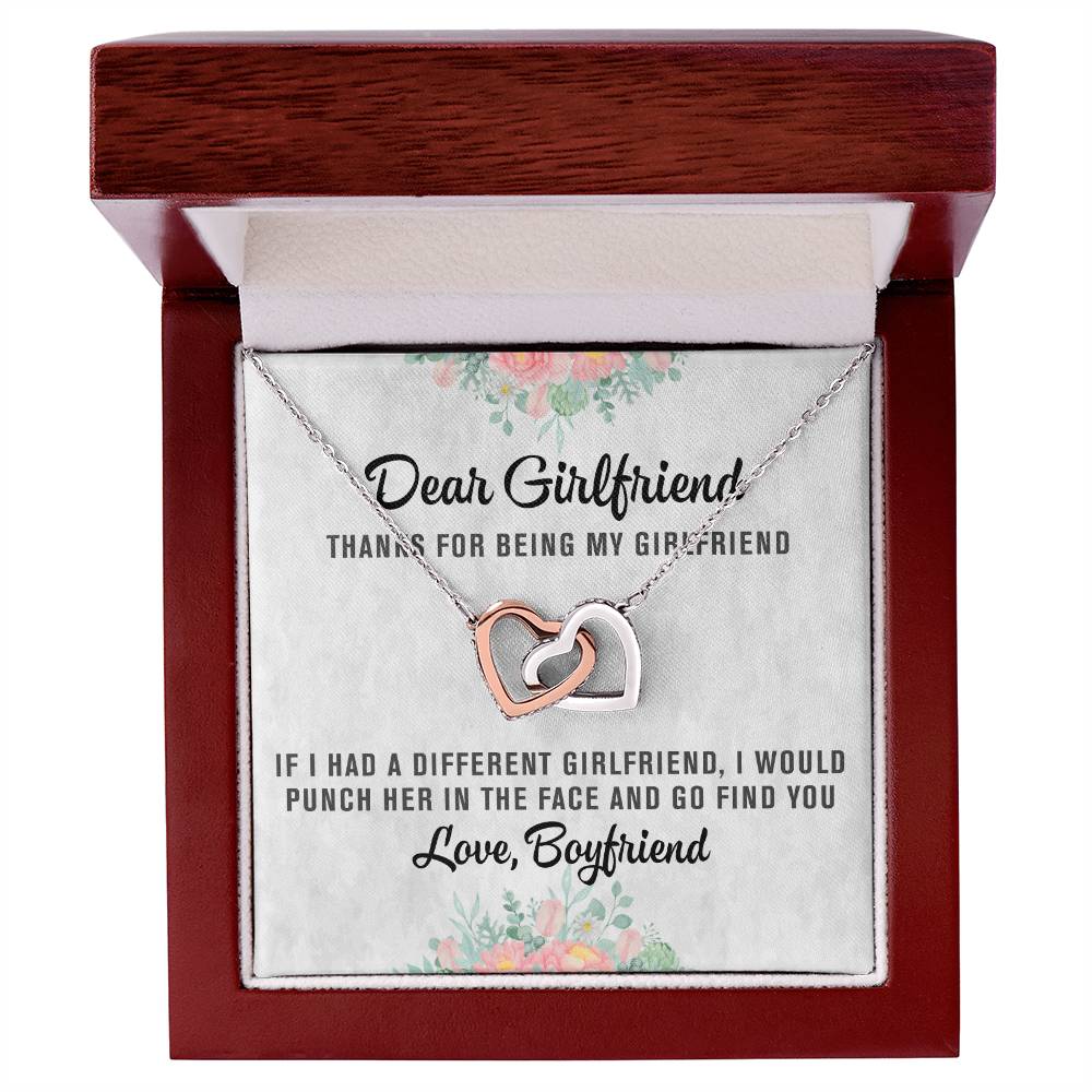 Dear Girlfriend Interlocking Hearts Necklace Message Card