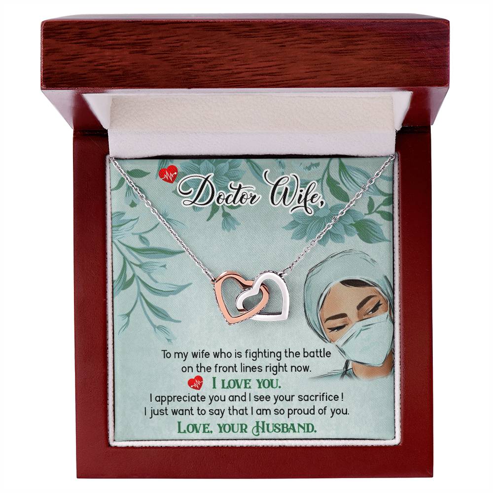 Dear Wife - I Appreciate You And I See Your Sacrifice - Interlocking Heart Necklace Interlocking Hearts Necklace