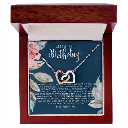 Gift For 13 Year Old Girl Gifts 13Th Birthday Girl 13Th Birthday Gift Thirteenth Birthday Necklace Teen Birthday Gift Official Teenager Interlocking Hearts Necklace