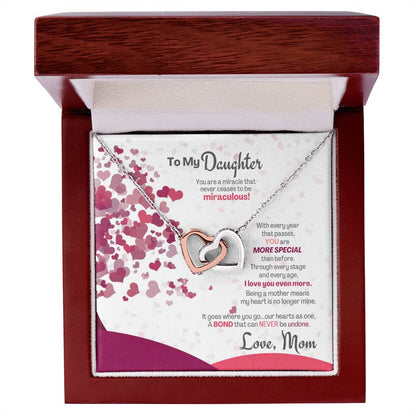 A Bond That Can Never Be Undone - Interlocking Hearts Necklace Gift For Daughter From Mom