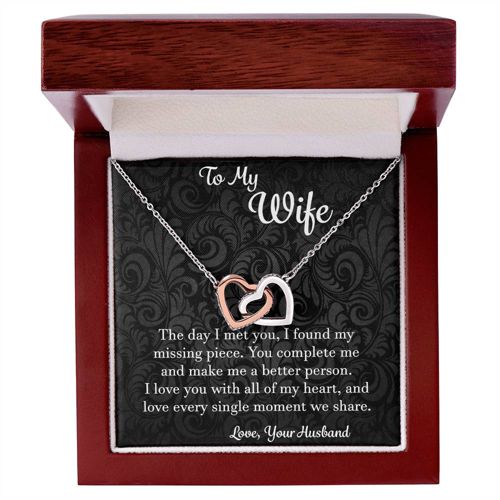 To My Wife The Day I Met You - Love Husband Interlocking Hearts Necklace