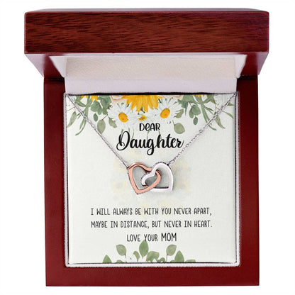 Dear Daughter - Gift From Mom Birthday Wish For Daughter Interlocking Hearts Necklace