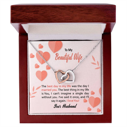 To My Wife Necklace - Anniversary Gift For Wife Birthday Gift For Wife Gift For Wife Necklace For Wife Interlocking Hearts Necklace