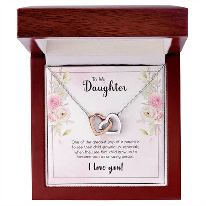 A Daughter Is The Greatest Joy Necklace Interlocking Hearts Necklace