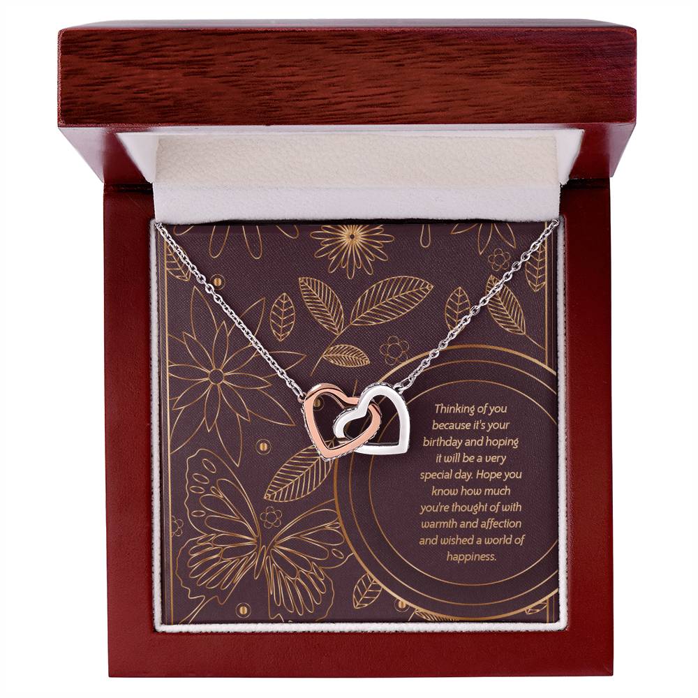 Birthday Edition Wishing You A World Of Happiness Mom! - Interlocking Hearts Necklace