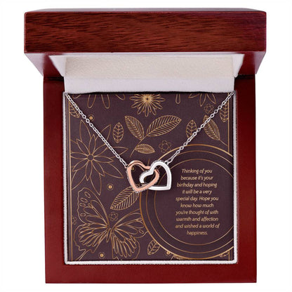 Birthday Edition Wishing You A World Of Happiness Mom! - Interlocking Hearts Necklace
