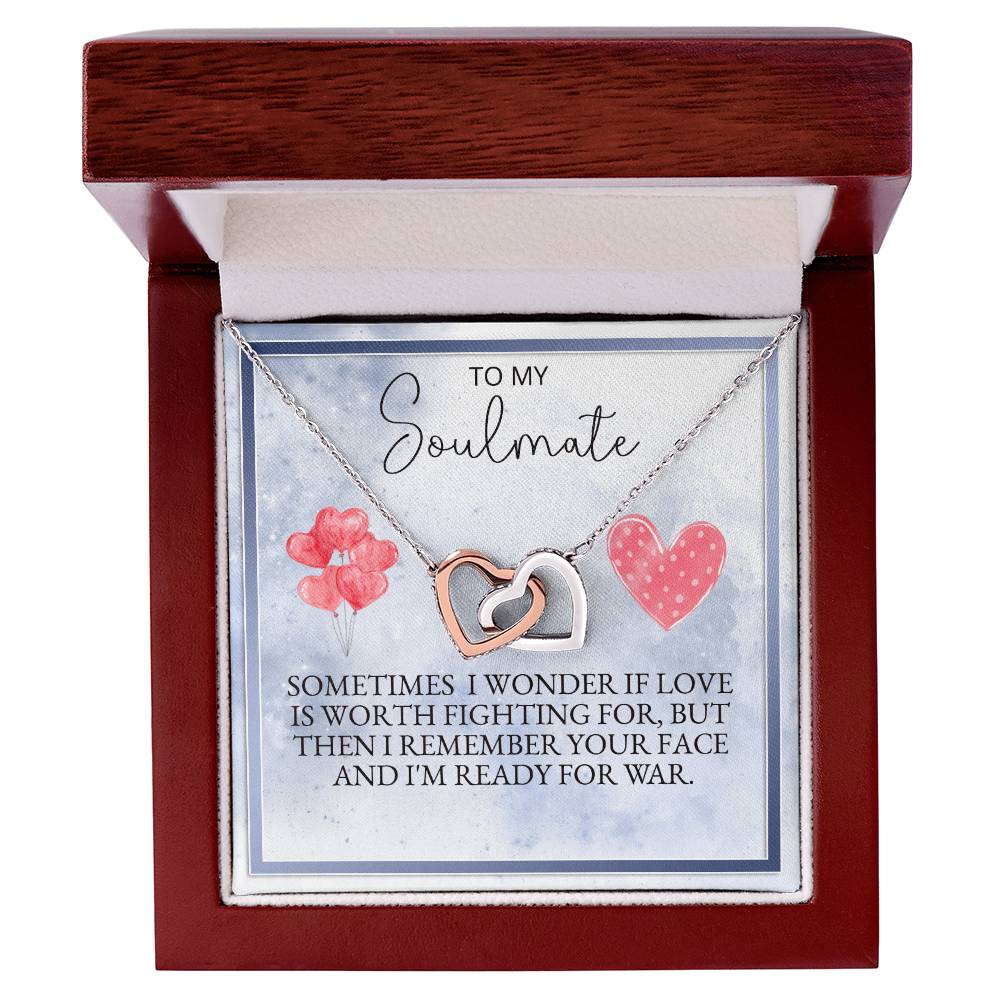 Valentine'S Special To My Soulmate Necklace Interlocking Hearts Necklace