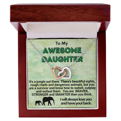 Awesome Daughter Linked Hearts Necklace Gift From Mom Or Dad Interlocking Hearts Necklace