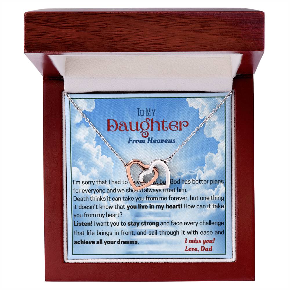 Dad Remembrance Necklace For Daughter - Dad Memorial Gift Interlocking Hearts Necklace