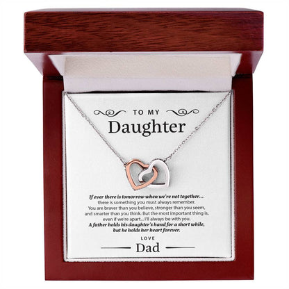 A Gift She Will Remember - To My Daughter - Two Hearts Necklace Interlocking Hearts Necklace
