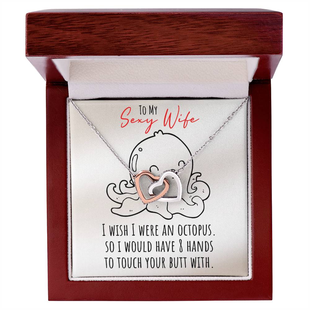 Funny Message Card With Awesome Necklace For Sexy Wife - Interlocking Heart Necklace Interlocking Hearts Necklace