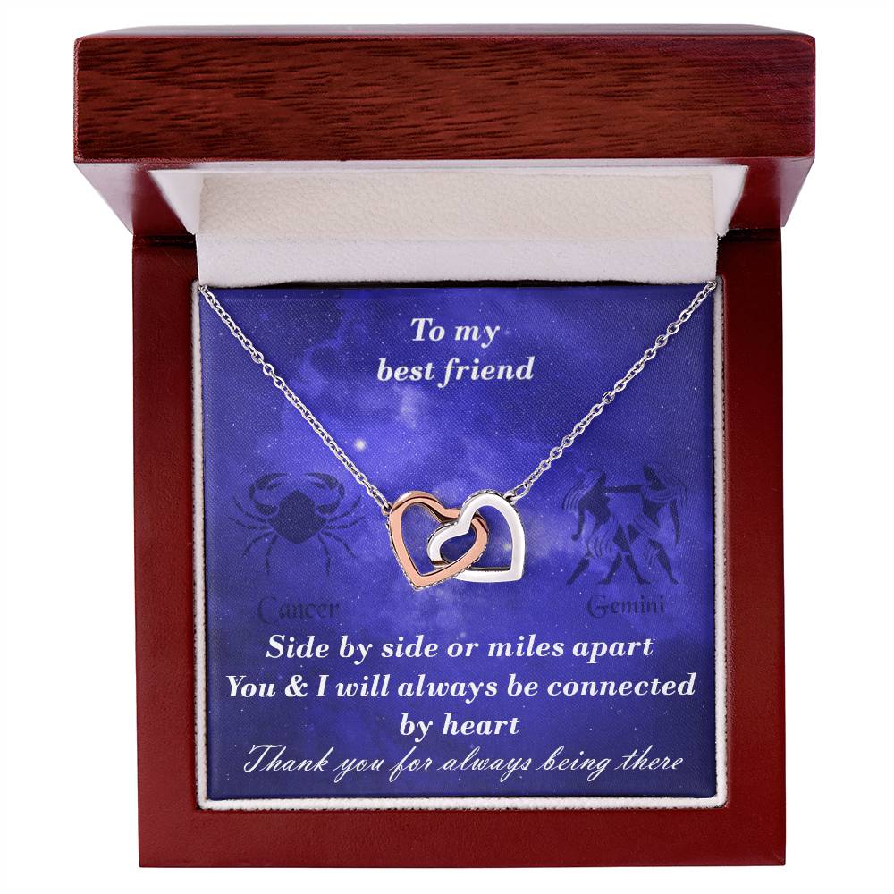 Cancer To Gemini Best Friend Interlocked Hearts Necklace Interlocking Hearts Necklace