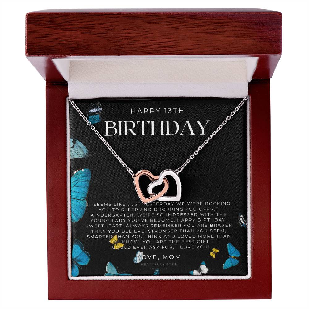 Gift For 13 Year Old Girl Gifts 13Th Birthday Girl 13Th Birthday Gift Thirteenth Birthday Necklace Teen Birthday Gift Official Teenager Interlocking Hearts Necklace