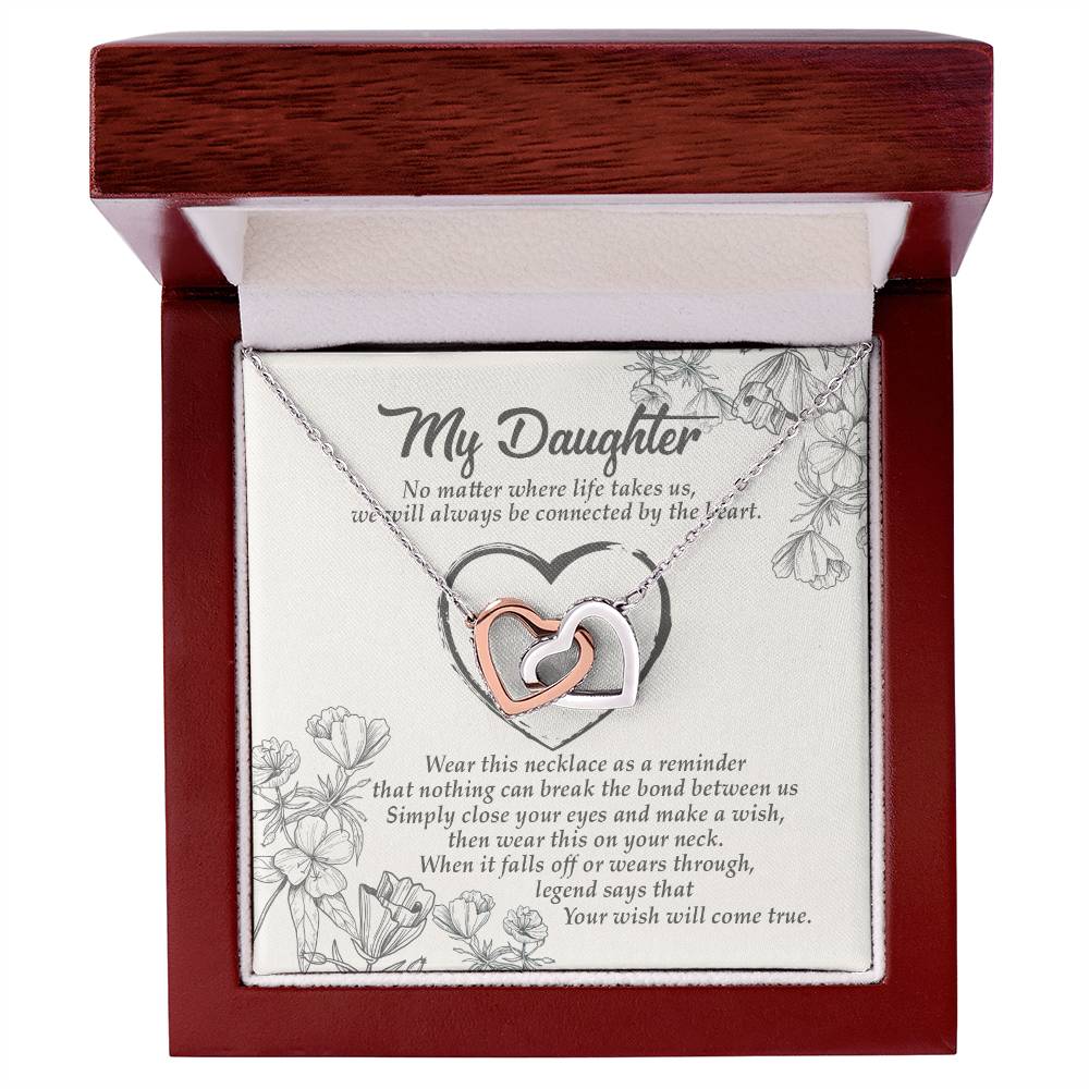 Your Wish Will Come True - Great Gift For Daughter Interlocking Hearts Necklace
