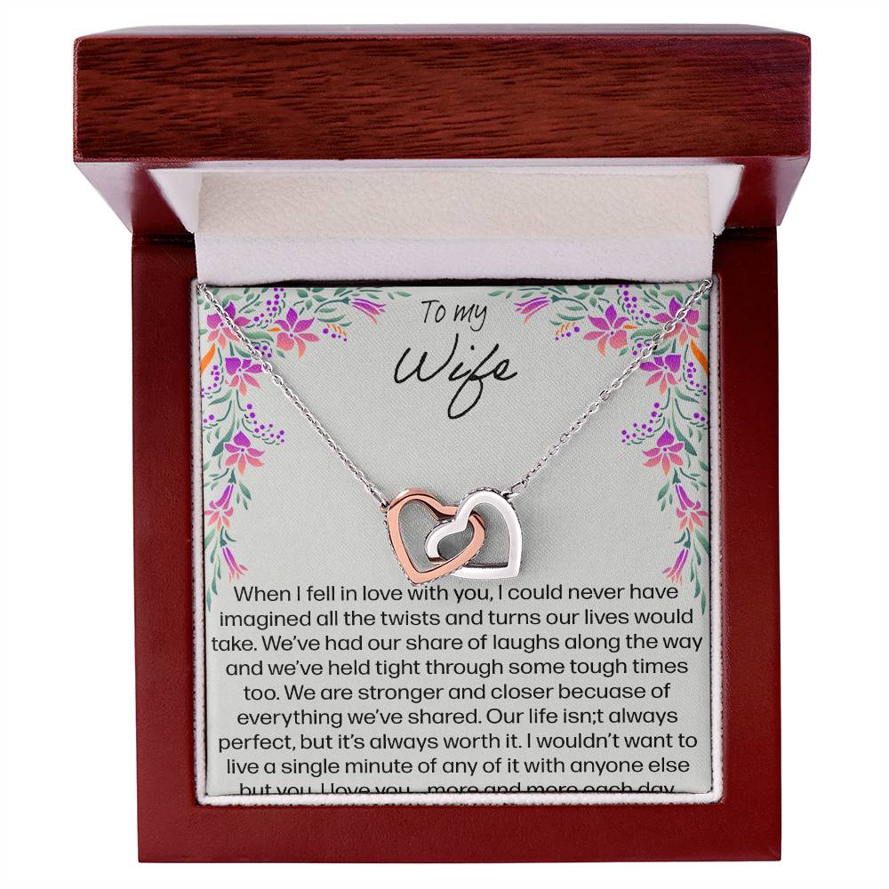 To My Wife When I Fell In Love With You - Lily Interlocking Hearts Necklace