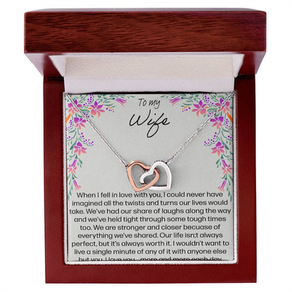 To My Wife When I Fell In Love With You - Lily Interlocking Hearts Necklace