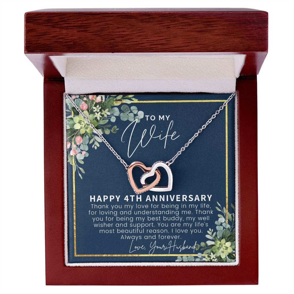 4 Year Anniversary Gifts 4Th Anniversary Gift Ideas 4Th Anniversary Gift For Wife 4 Year Wedding Anniversary Gift For Her Interlocking Hearts Necklace