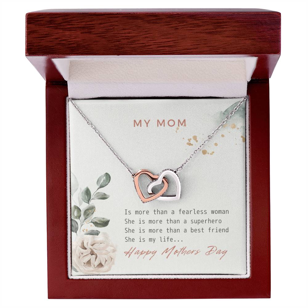 Double Heart - My Mom Is My Life Interlocking Hearts Necklace