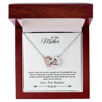 'To My Mother' Linked Hearts Necklace - I'M Grateful For You You Are The Best Interlocking Hearts Necklace