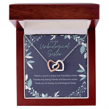 Unbiological Sister Interlocking Hearts Necklace