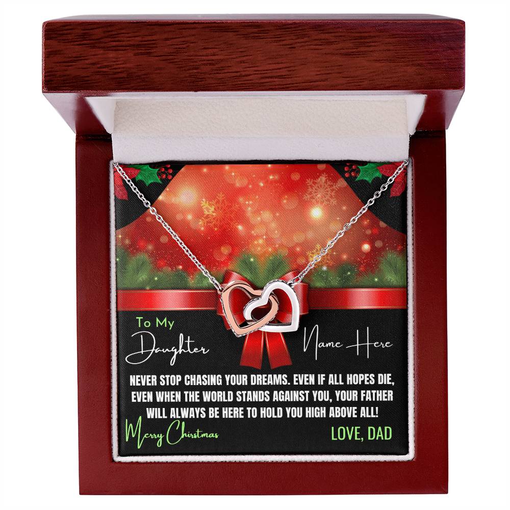 Artistic Christmas Necklace For Daughter Personalized Interlocking Hearts Necklace