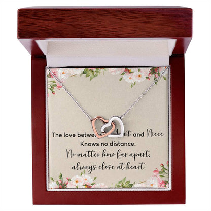 Aunt And Niece Interlocking Hearts Necklace Message Card
