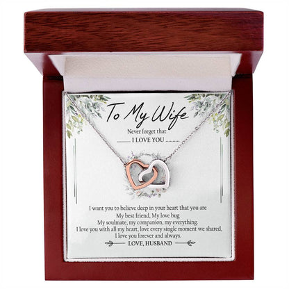 To My Wife My Best Friend Interlocking Hearts Necklace Mother'S Day Message Card