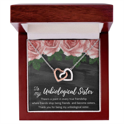 Unbiological Sister Gift Best Friend Necklace Big Little Sorority Soul Sister Bridesmaid Gift Worth It Gift Interlocking Hearts Necklace