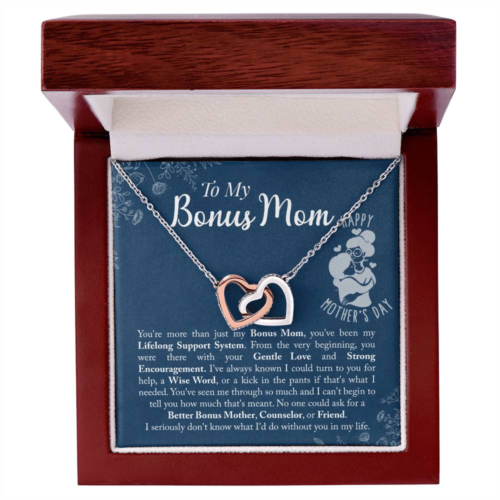 Bonus Mom - You'Ve Been My Lifelong Support System Interlocking Hearts Necklace