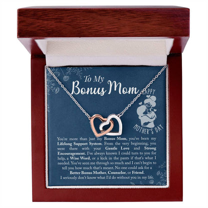 Bonus Mom - You'Ve Been My Lifelong Support System Interlocking Hearts Necklace