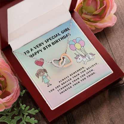 8Th Personalized Birthday Gift Birthstone Name 8Th Birthday Necklace Gift Happy 8Th Birthday Gift Gift For 8 Year Birthday Girl Interlocking Hearts Necklace