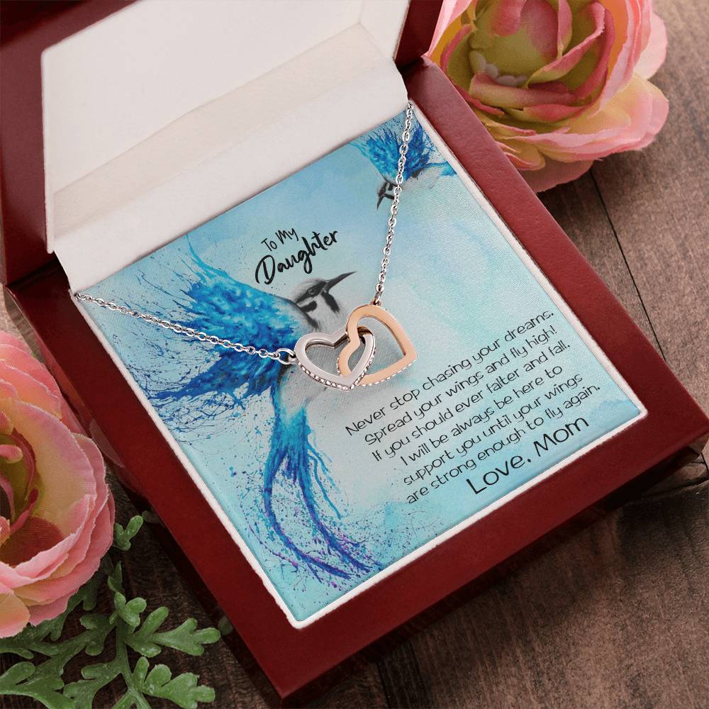 Daughter Necklace Gift Fly High Interlocking Hearts Necklace