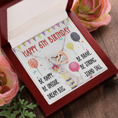 6Th Birthday Necklace Gift For Girl Daughter Birthday Gift For 6 Years Old Teen Birthday Gift Cute Llama Interlocking Hearts Necklace