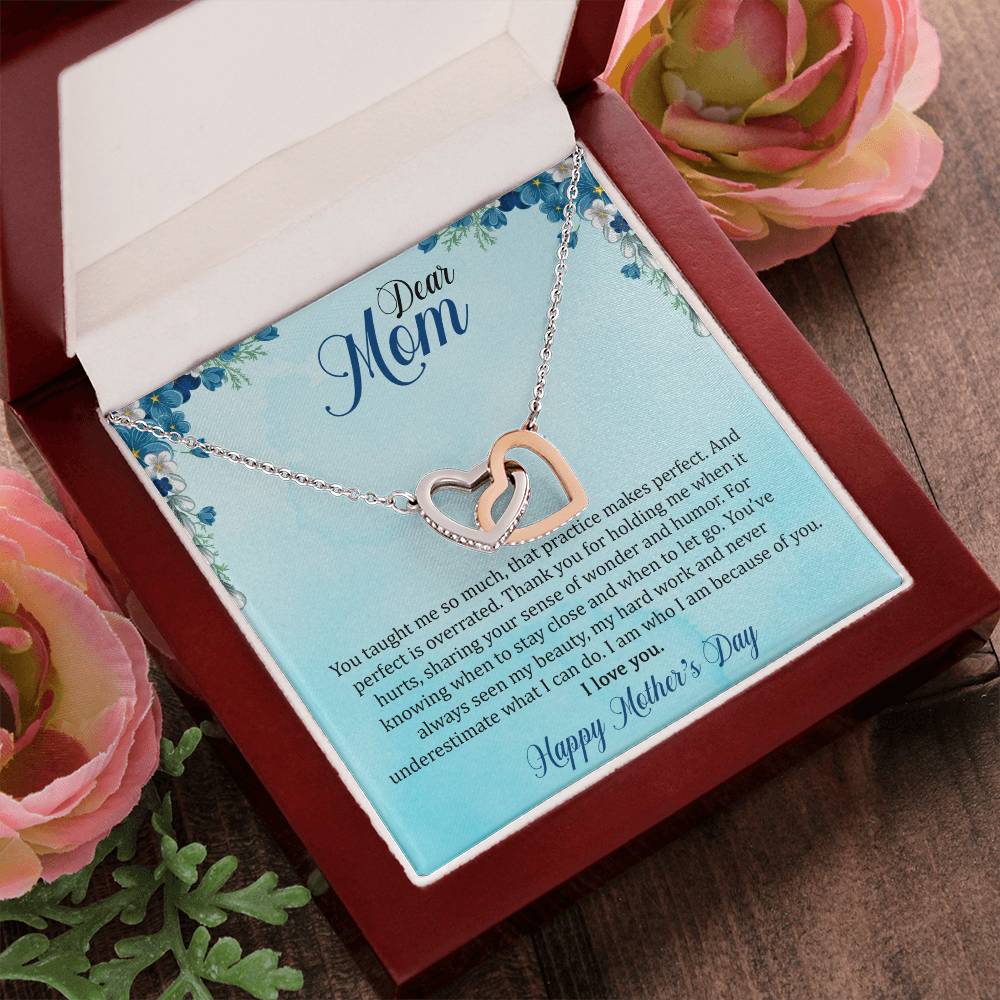 Dear Mom - I Am Who I Am Because Of You - Necklace Interlocking Hearts Necklace