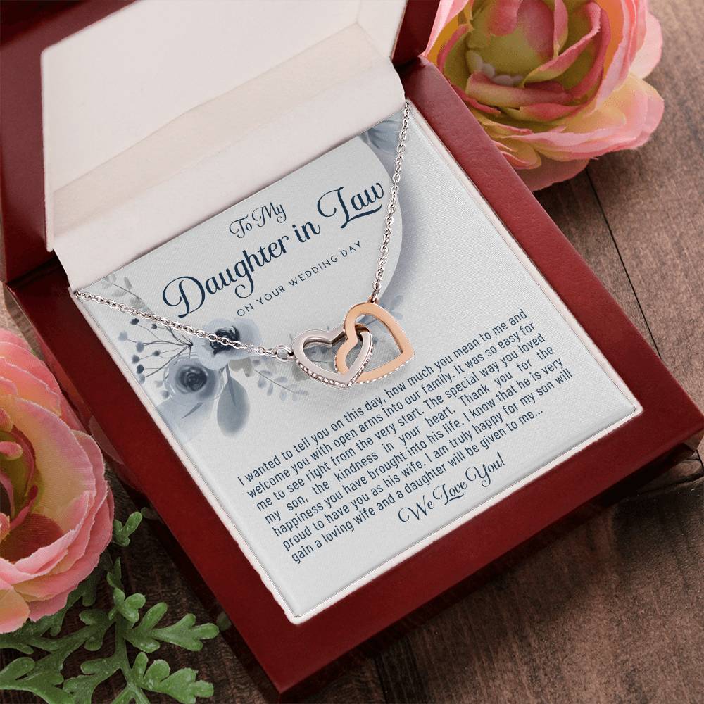 Daughter In Law Gift From Mother In Law Bride Gift From Mother Of The Groom Wedding Day Gift Bride Necklace Gift Welcome Jewelry Gift Interlocking Hearts Necklace